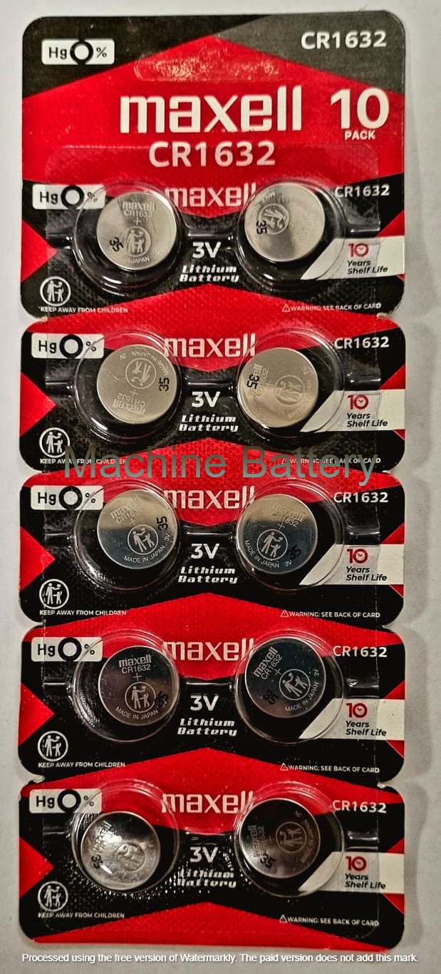 Maxell CR 1632 3V Micro Lithium Cell – Pack of 10 – Machine Batteries