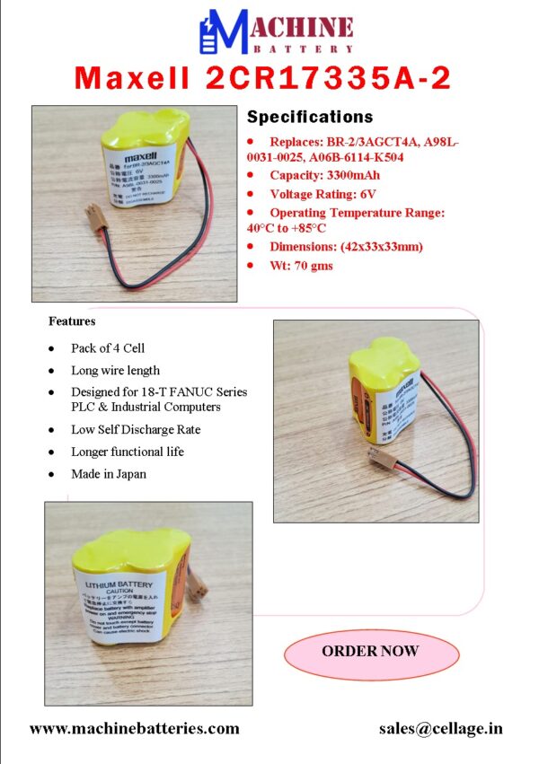 MAXELL BR2/3AGCT4A-6v 5800mAh Lithium Battery - Image 3