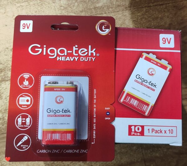 Giga-tek Zinc Chloride 9V Battery Pack of 1