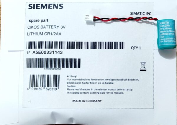 Siemens -CMOS BATTERY 3V, VARTA CR 1/2 AA; BATTERY
